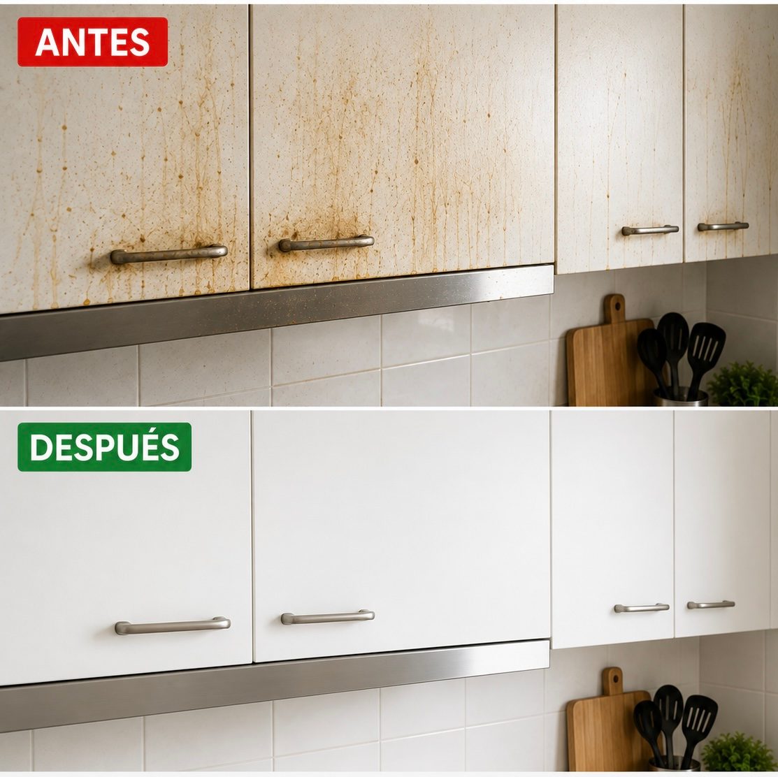 Este Truco Deja los Muebles de la Cocina Limpios y sin Grasa