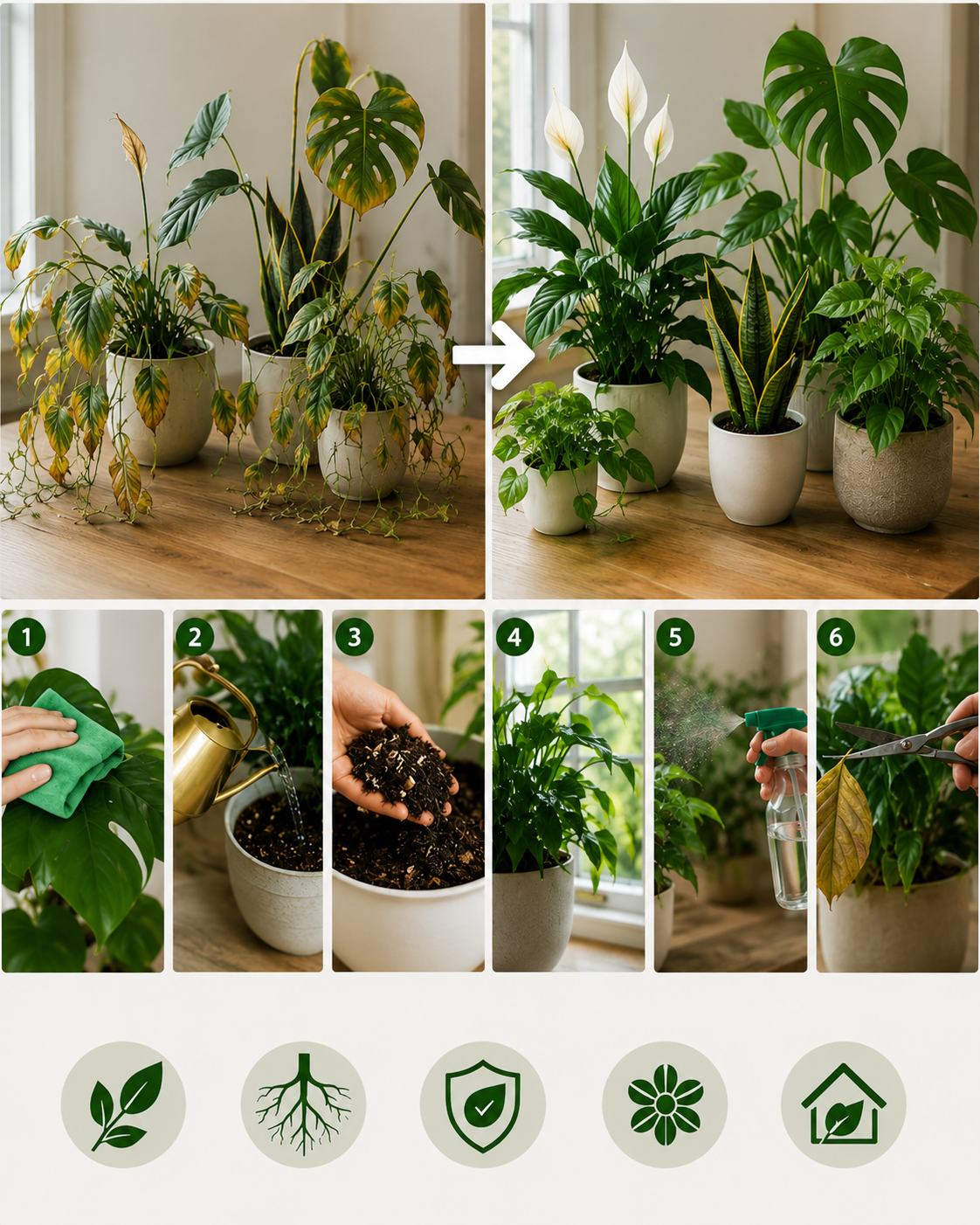 El Secreto para Mantener tus Plantas de Interior Sanas Todo el Año
