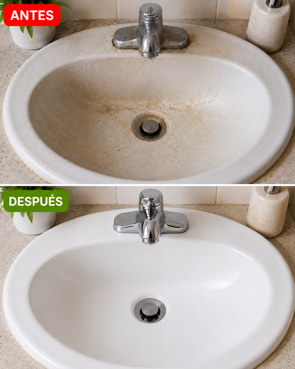 El Truco para Quitar Manchas, Cal y Restos de Jabón del Lavabo