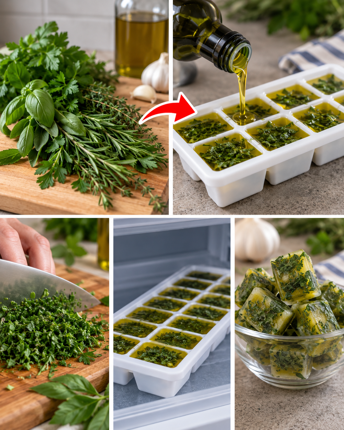 El truco del congelador para conservar hierbas frescas en aceite de oliva
