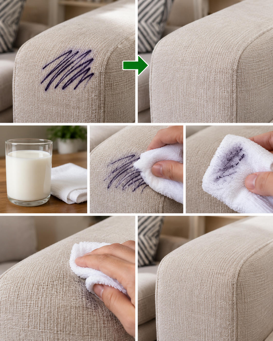 ¿Marcador permanente en tus muebles tapizados? Prueba este truco con leche