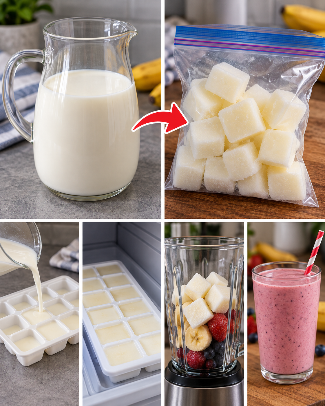 El sencillo truco de los cubitos de leche para tus batidos