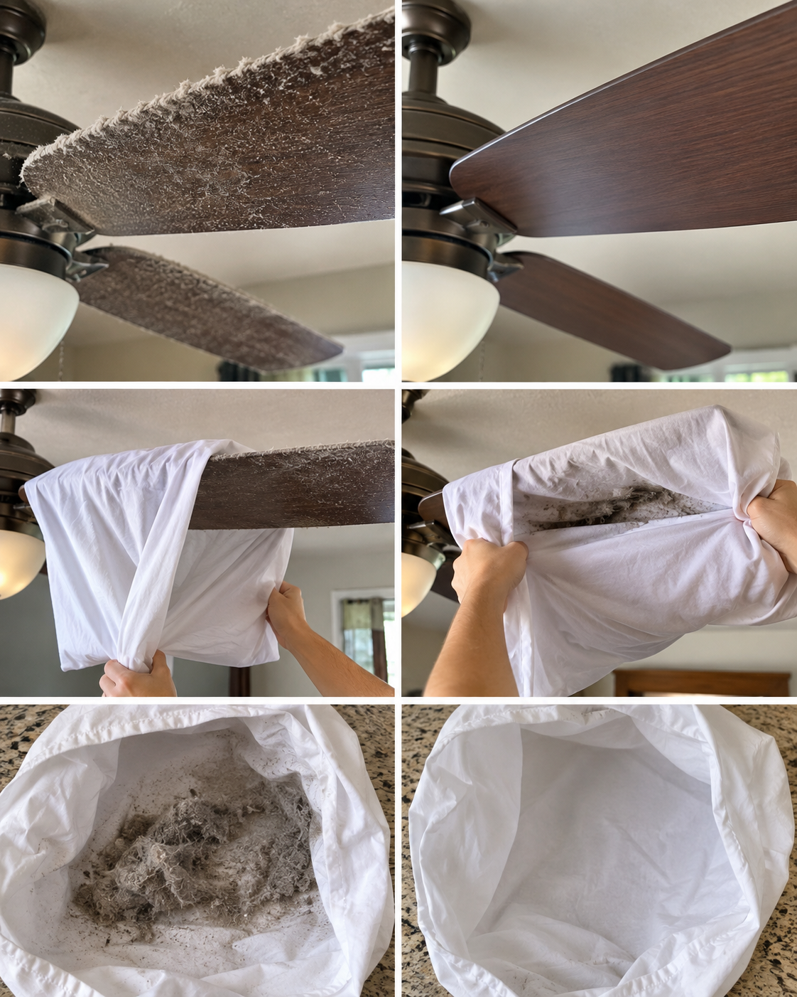 ¿Ventilador de techo lleno de polvo? Prueba este truco con una funda de almohada