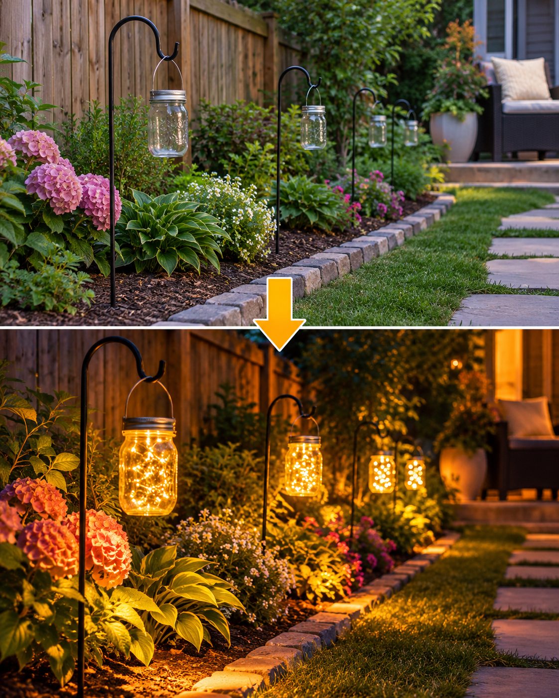 Haz que tu jardín se vea mágico cuando cae la noche
