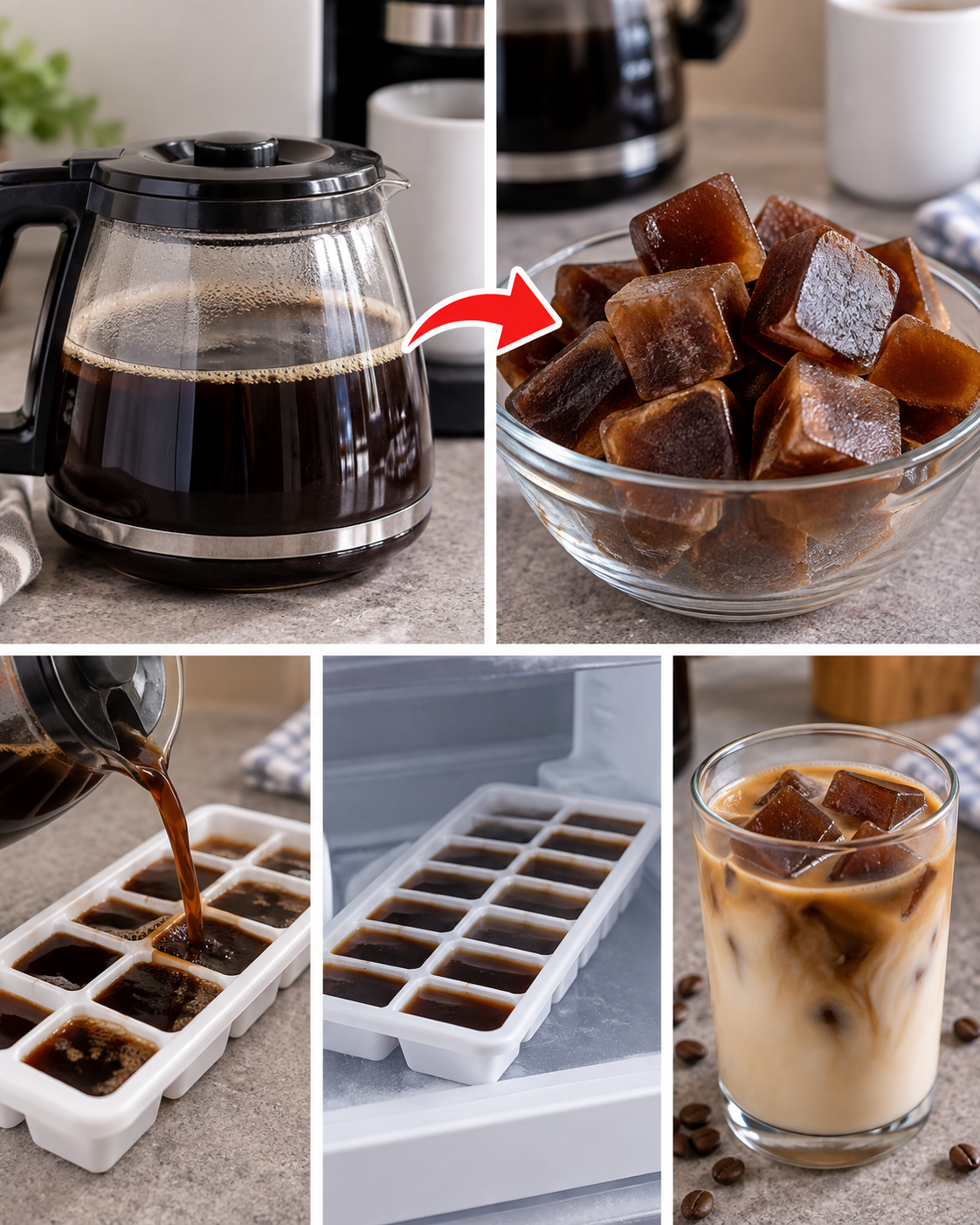El sencillo truco para convertir el café sobrante en cubitos