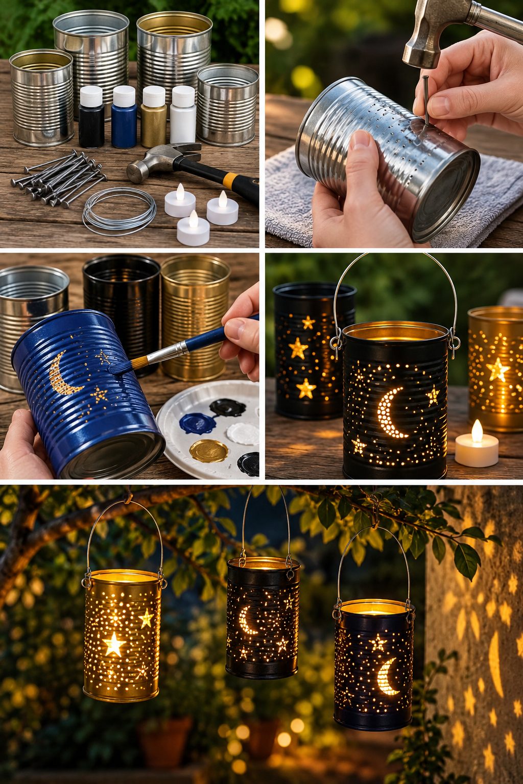 No tires las latas: transfórmalas en bonitas luces de jardín