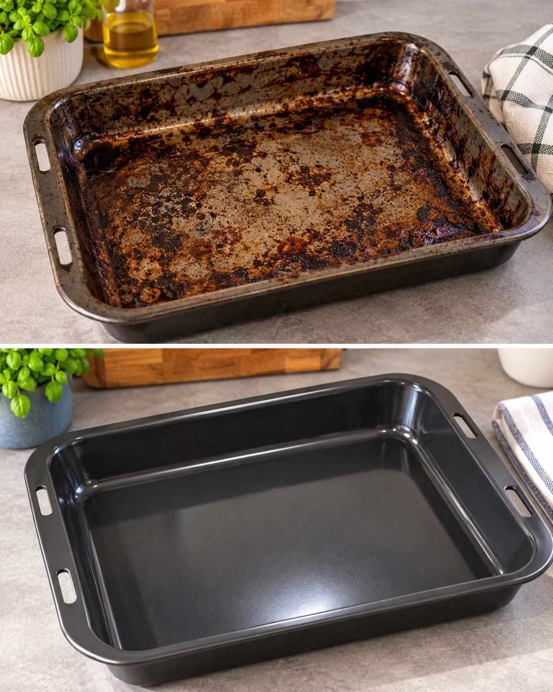 El truco para recuperar una bandeja de horno cubierta de grasa quemada
