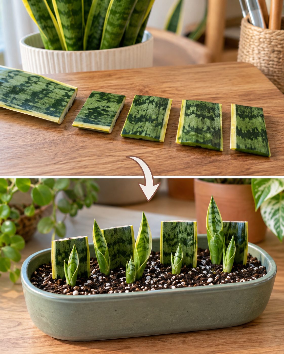 El truco para reproducir una sansevieria fácilmente a partir de una hoja