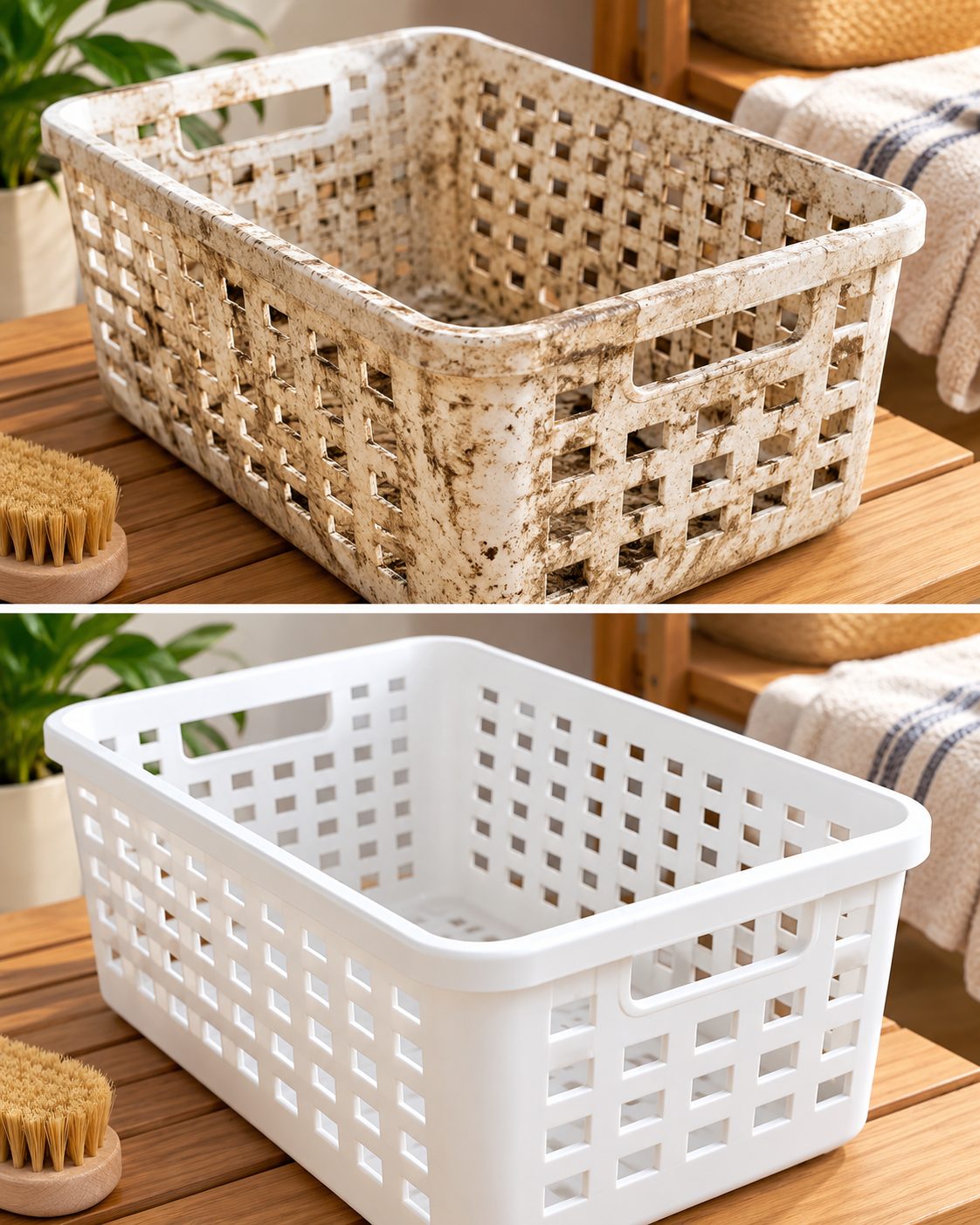 El truco para limpiar una cesta de plástico y eliminar la suciedad de todos los agujeros
